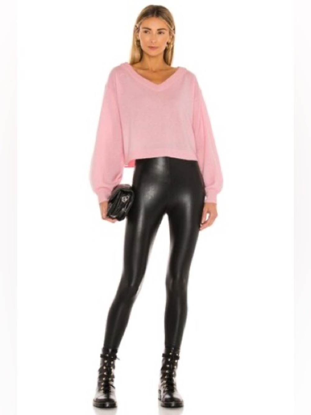 Commando Perfect Control Faux Leather Legging in Black Size Large Slimming